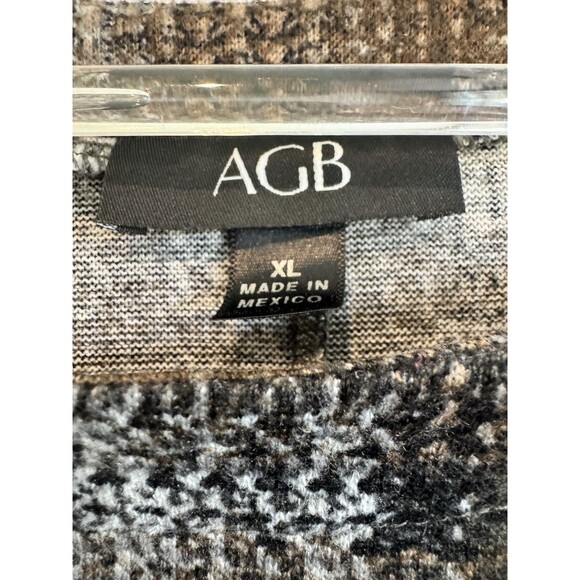 AGB Women's Black Plaid Boat Neck Sweater Boho Puff Sleeve Knit Size XL - Picture 4 of 10